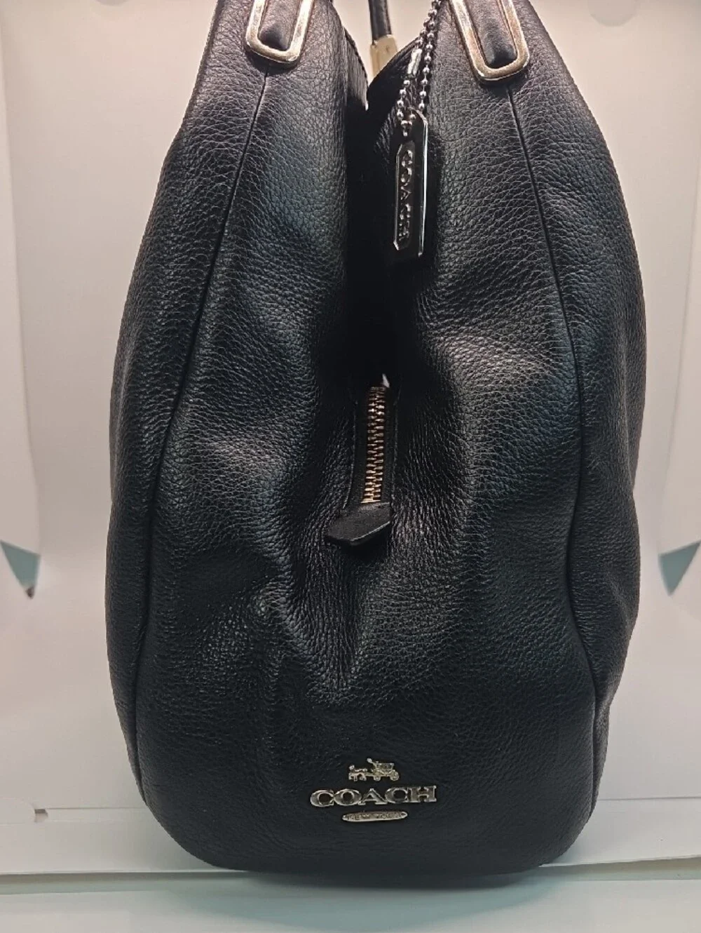 Coach Madison Phoebe Small Black Leather Shoulder Hobo Bag